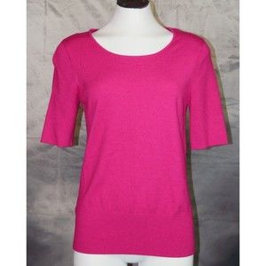 Jones Wear Womens Knit Top Pink Rayon Blend Ribbed Short Sleeve Size XL
